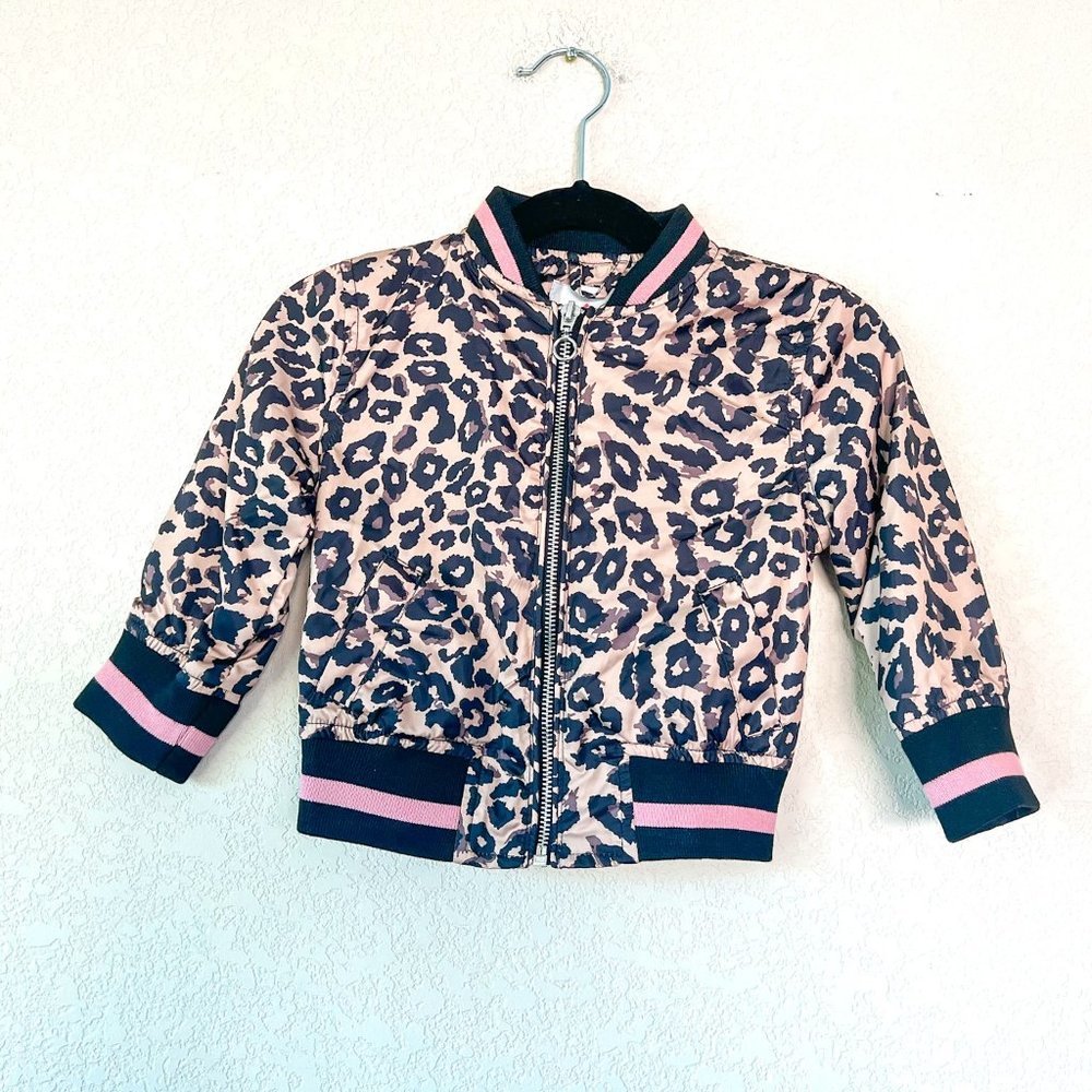 URBAN REPUBLIC Sateen Leopard Print Bomber Jacket Size 24M
